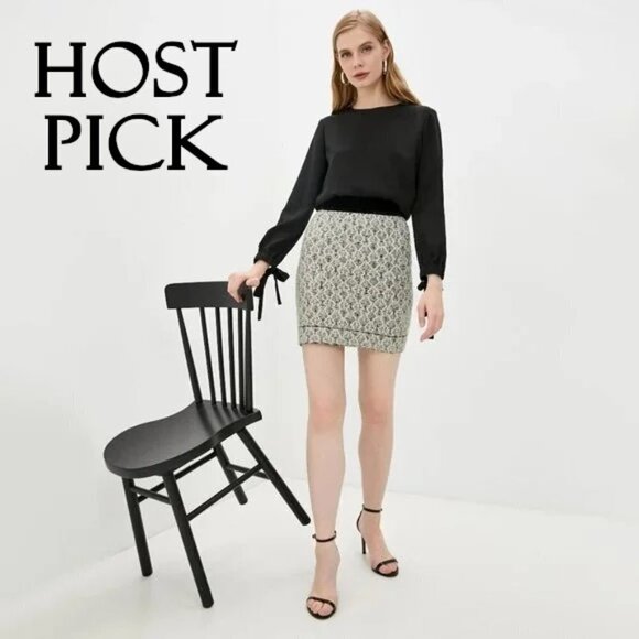 NWT Sandro metallic tinsel short jacquard knit wool blend skirt, M - Picture 2 of 16